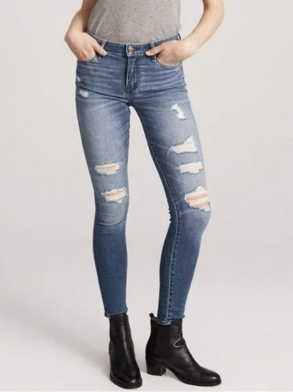 Abercrombie & Fitch Y2K Harper Low Rise Super Skinny Distressed Jeans 29 8 8R